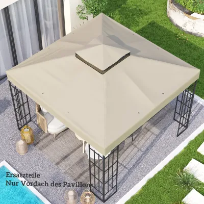 3 x 3 m Ersatzdach für Pavillon mit Wasserablauf-Löchern, UPF30+, cremeweiss