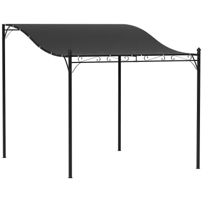 2,5 x 3 m Pergola, Anbau-Pavillon, wasserbeständig, Metallrahmen, Dunkelgrau