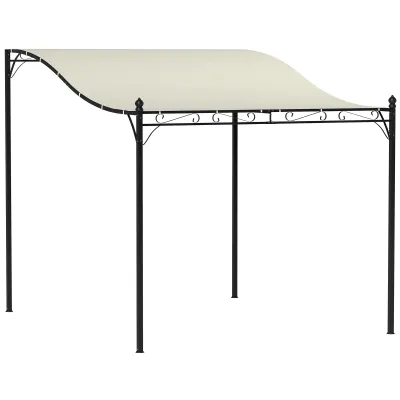 2,5 x 3 m Pergola, Anbau-Pavillon, wasserbeständig, Metallrahmen, Cremeweiss