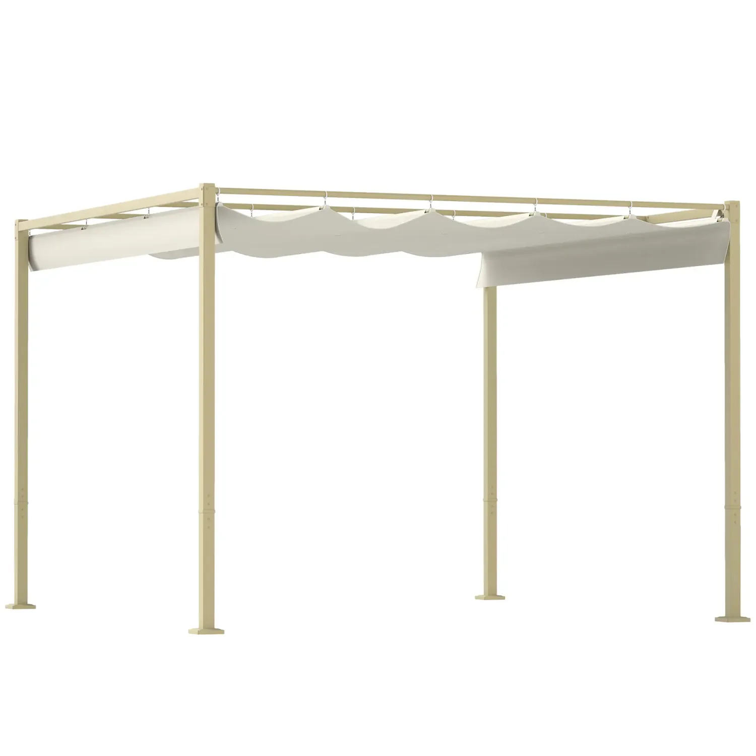 Gartenpavillon, Pergola, 3 x 3m mit ausziehbarem Dach, Khaki