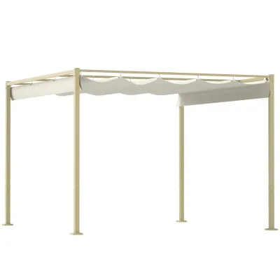 Gartenpavillon, Pergola, 3 x 3m mit ausziehbarem Dach, Khaki