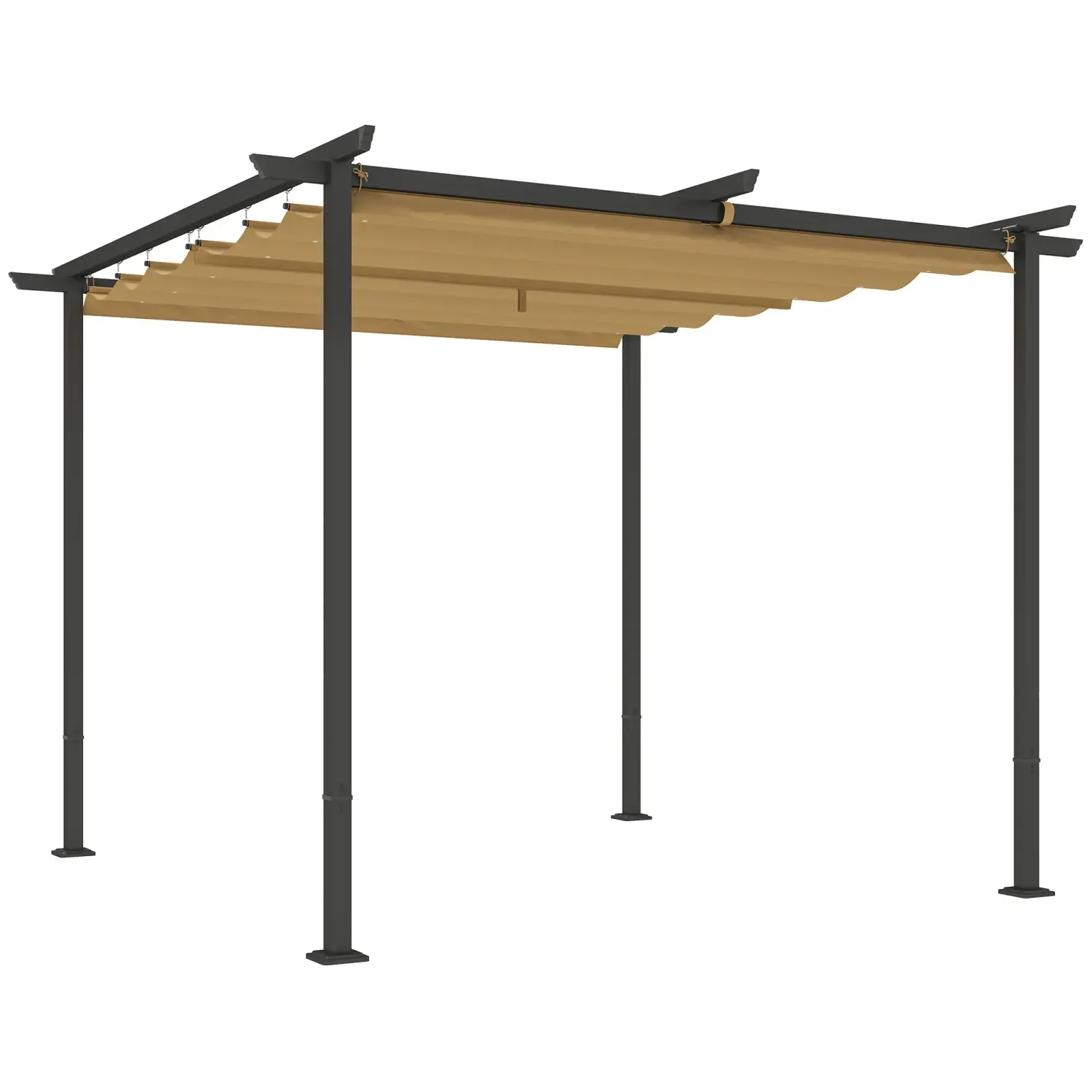 3 x 3 m Garten-Pergola mit verstellbarem Dach, für Veranda, Terrasse, Beige