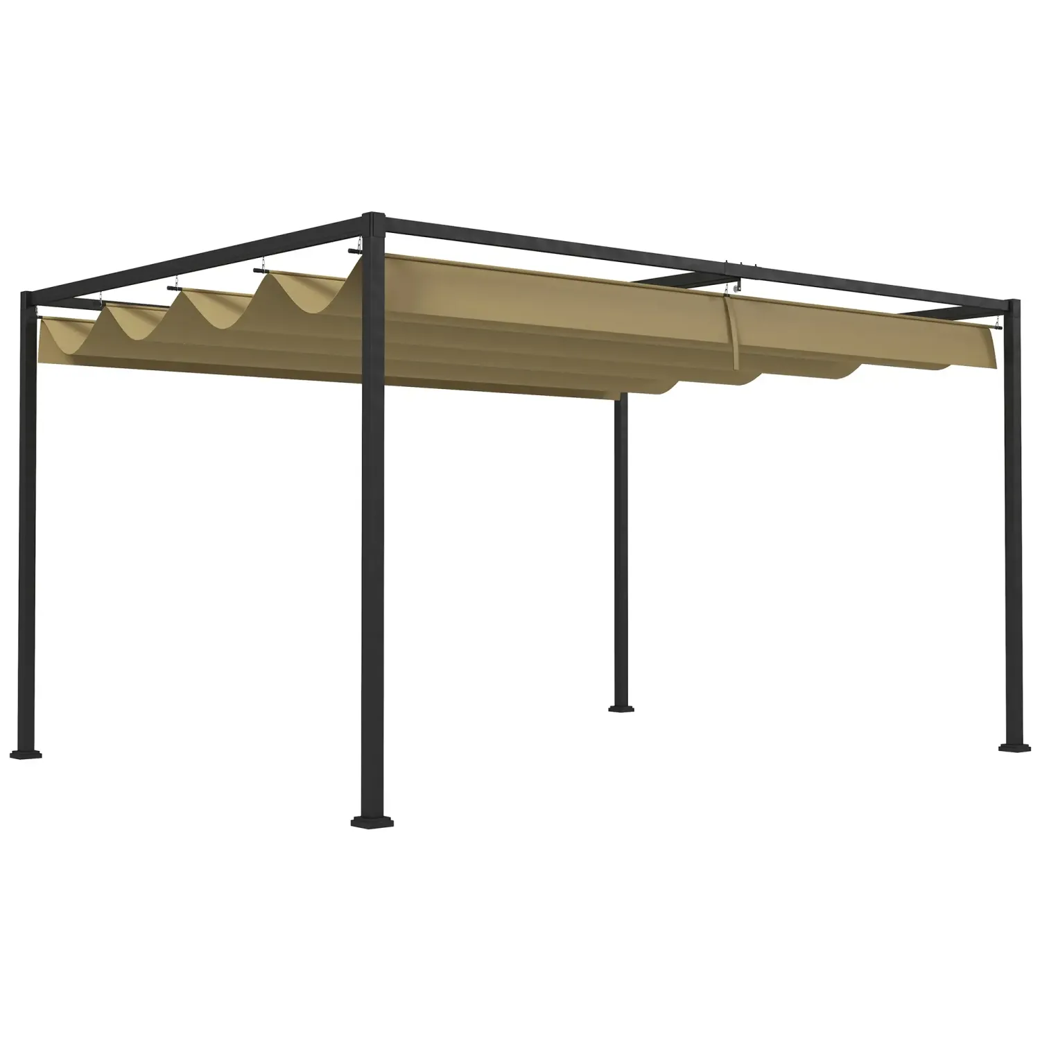 Robuste Pergola, Pavillon für Garten, Balkon, Terrasse, aus Metall und Kunststoff, UV- und wasserabweisend, Khaki