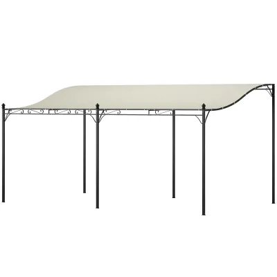 grosse 3 x 5 m Pergola, Pavillon, Flexibles Gartendach mit wasserfester Plane und Metallrahmen, Cremeweiss