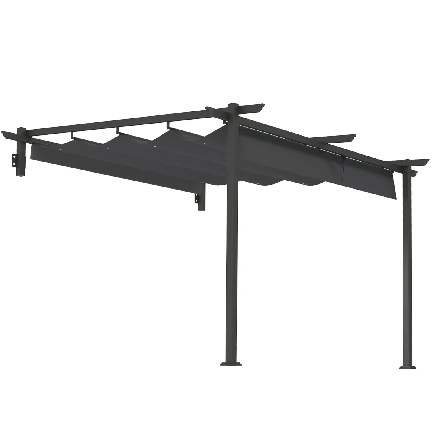 Anbau-Pavillon, Pergola, Wandmontage, 3 x 3 m für Garten, Terrasse, Dunkelgrau