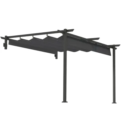 Anbau-Pavillon, Pergola, Wandmontage, 3 x 3 m für Garten, Terrasse, Dunkelgrau
