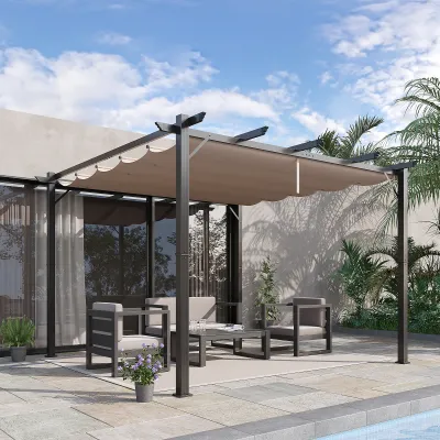 Pergola Pavillon 3x3x2,23m Terrassenüberdachung mit Schiebedach Braun