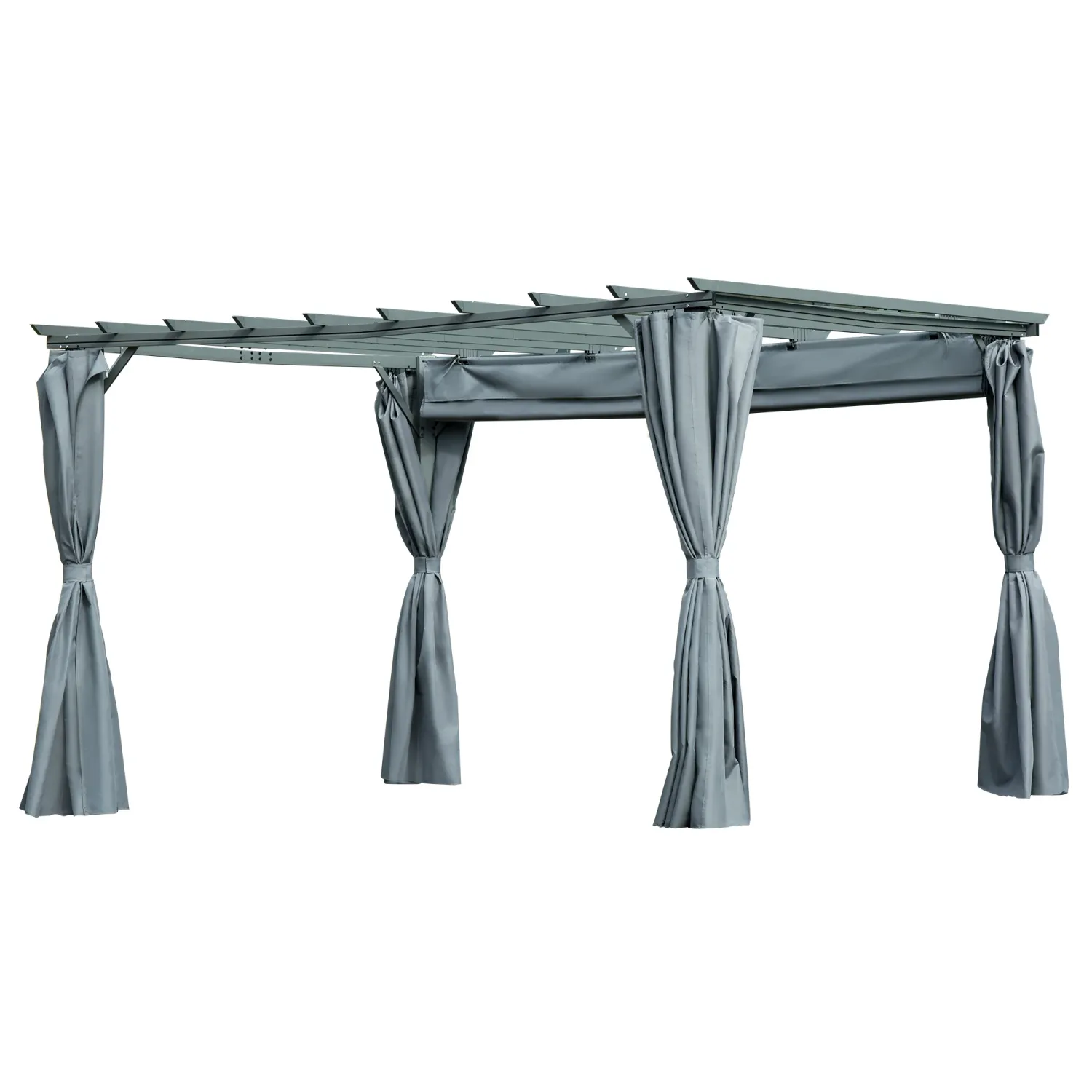 Pergola-Pavillion 3,6 x 3 x 2,27 m mit einstellbarem Stoffdach witterungsbeständig