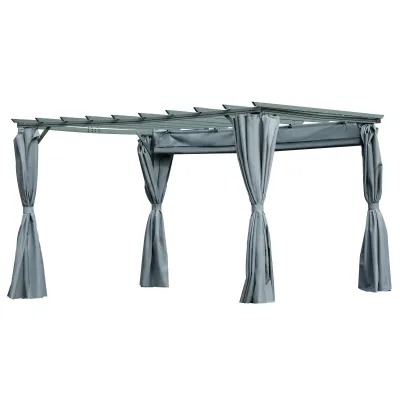 Pergola-Pavillion 3,6 x 3 x 2,27 m mit einstellbarem Stoffdach witterungsbeständig