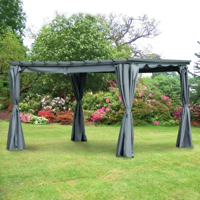 Pergola-Pavillion 3,6 x 3 x 2,27 m mit einstellbarem Stoffdach witterungsbeständig