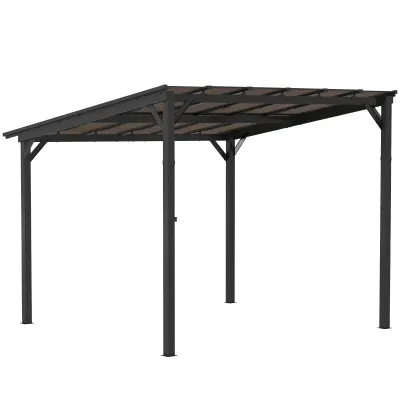 3 x 3 m Pergola mit wasserdichtem festem Polycarbonat-Dach, freistehend, windfest, UV-beständig, Dunkelgrau