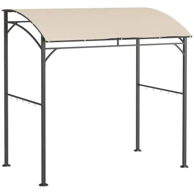 Grillpavillon mit Haken für Utensilien, Beige+Schwarz, 215 x 150 x 182/220 cm