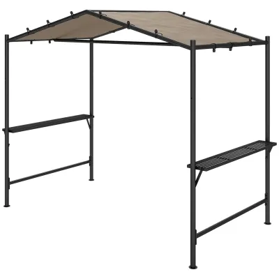 Grillpavillon wetterbeständig, inkl. Seitenablagen, wasserdicht, , 277 x 149 x 230 cm, Khaki