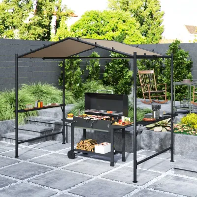 Grillpavillon wetterbeständig, inkl. Seitenablagen, wasserdicht, , 277 x 149 x 230 cm, Khaki