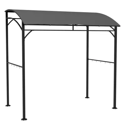 Grillpavillon mit Haken für Utensilien, Stahlrahmen, Dunkelgrau, 215 x 150 x 182/220 cm