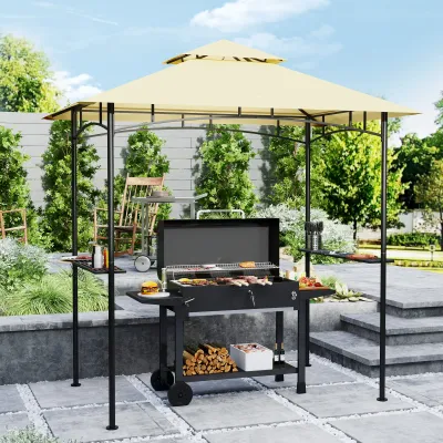 Grillpavillon mit LED 240 x 150 x 258 cm wasserabweisend, beige