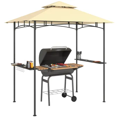 Grillpavillon mit LED 240 x 150 x 258 cm wasserabweisend, beige