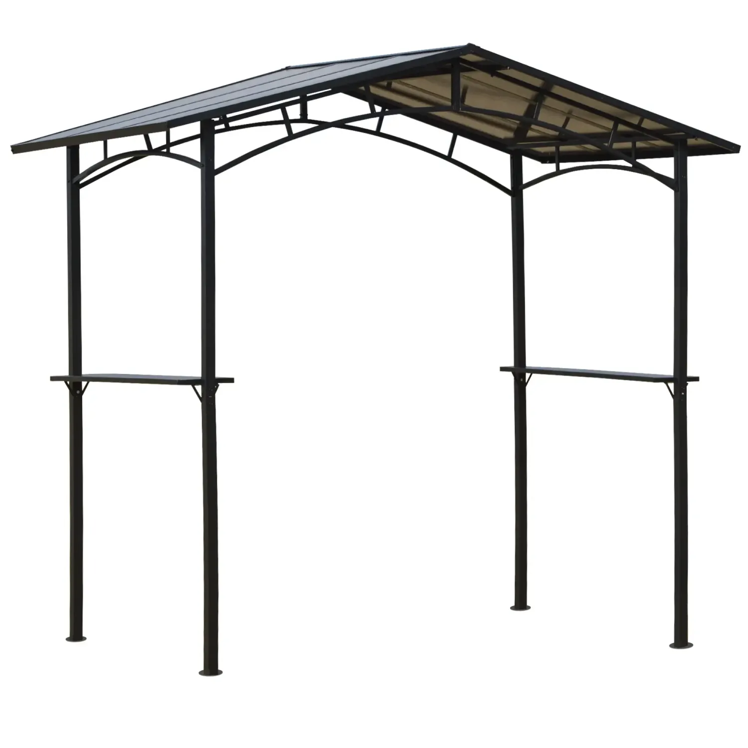 BBQ-Pavillon mit Metall-Polycarbonat-Dach, Gartenpavillon 2,5 x 1,5 m - Grillunterstand