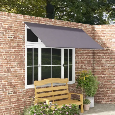 Sonnenstore Markise manuell ausziehbares Vordach 300 x 120 cm Dunkelgrau