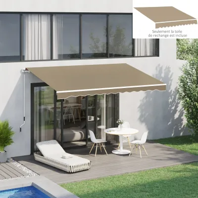 Ersatzstoff für Markise, Sonnenstore - Saum mit weichen Wellen - 3,82 m x 2,4 m Café Latte