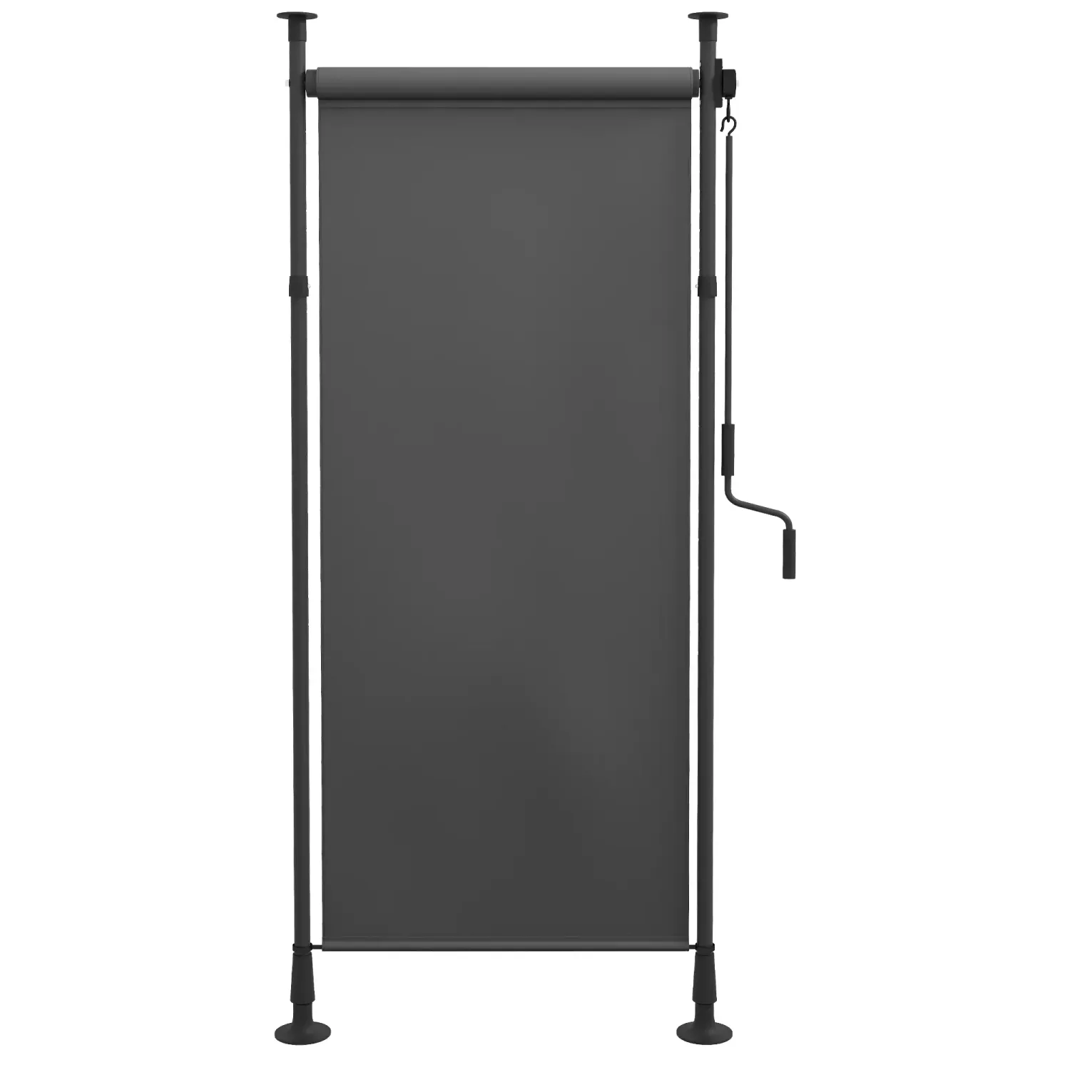 Freistehende Markise, Sonnenstore, Sichtschutz für Balkon &amp; Garten, verstellbare Länge, Montage ohne Bohren, Aluminiumrahmen, 1,2 x 2,2-3,1 m, Dunkelgrau