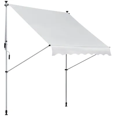 Manuelle Sonnenstore 2L x 1,5B x 1,7-2,8H m Balkonmarkise Weiss