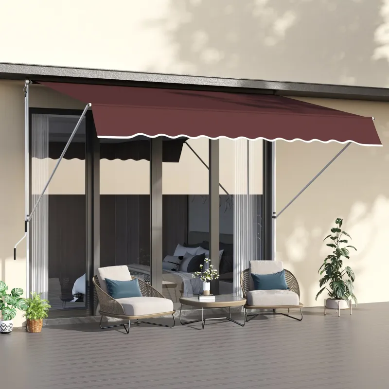 Sonnenstore, Markise, manuell ausziehbar Metall Alu Polyester UV-beständig Bordeaux 300L x 150B x 170-280H cm