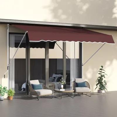 Sonnenstore, Markise, manuell ausziehbar Metall Alu Polyester UV-beständig Bordeaux 300L x 150B x 170-280H cm