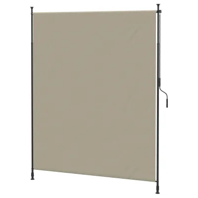 Seitenmarkise, Sichtschutz, Montage ohne Bohren, höhenverstellbar, mit Handkurbel, Metallrahmen, sandfarben, 2 x 2,15-3,05 m