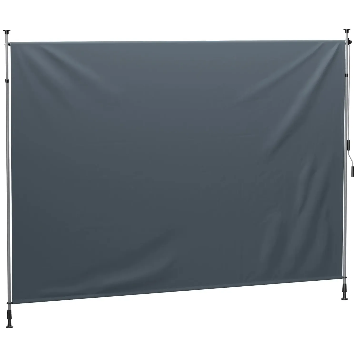 Seitenmarkise, Sichtschutz 350 cm, Klemmmarkise mit Handkurbel höhenverstellbar, ohne Bohren, Dunkelgrau