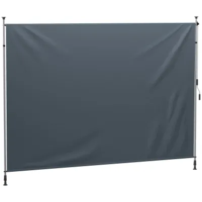 Seitenmarkise, Sichtschutz 350 cm, Klemmmarkise mit Handkurbel höhenverstellbar, ohne Bohren, Dunkelgrau