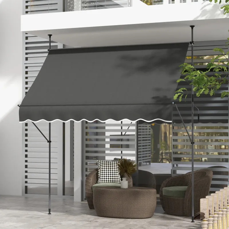 Sonnenstore Klemmmarkise freistehend manuell ausziehbar dunkelgrau 250 L x 120 B x 210-300H cm