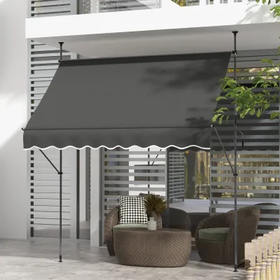 Sonnenstore Klemmmarkise freistehend manuell ausziehbar dunkelgrau 250 L x 120 B x 210-300H cm
