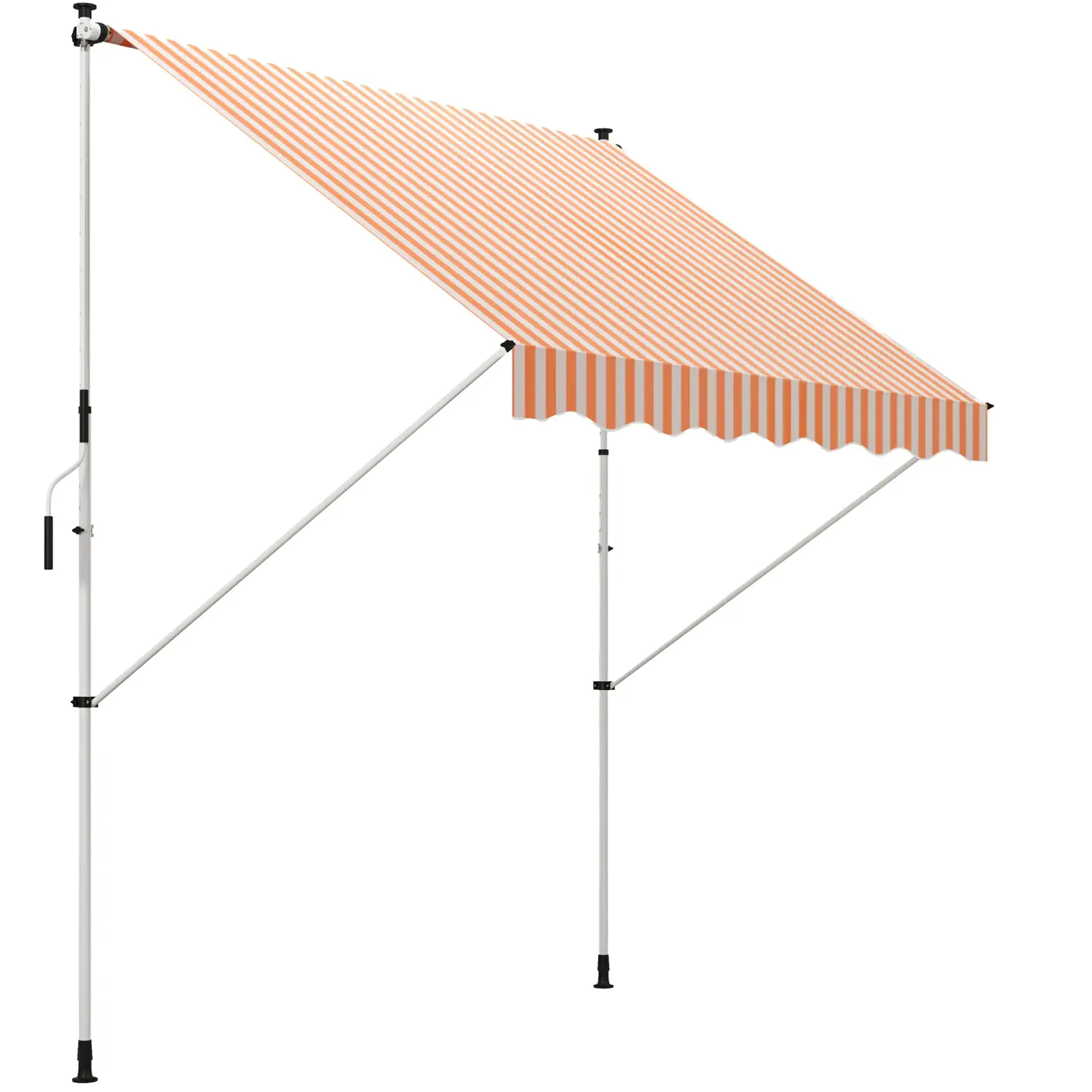 Manuelle Sonnenstore Klemmmarkise ohne Bohren 300 × 150 cm Orange-Weiss-Gestreift