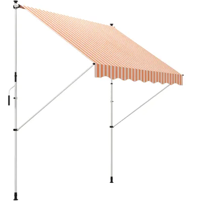 Manuelle Sonnenstore Klemmmarkise ohne Bohren 300 × 150 cm Orange-Weiss-Gestreift