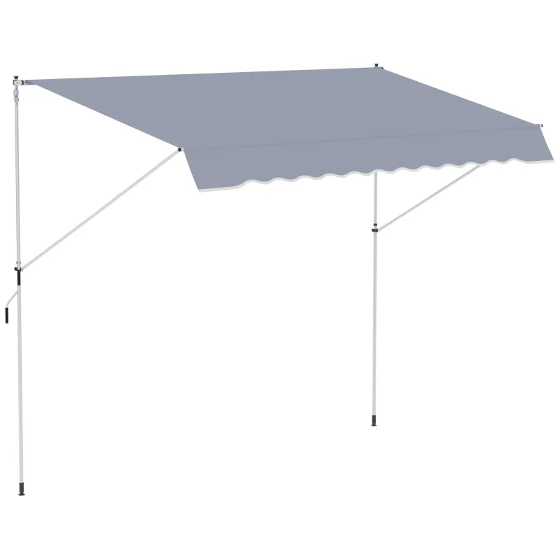 Manuelle Sonnenstore Klemmmarkise ohne Bohren 400 × 120 cm Dunkelgrau-Gestreift