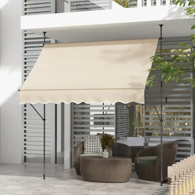 Freistehende Sonnenstore Klemmmarkise 250 × 120 × 210–300 cm, Metall/Alu/Polyester, Sand