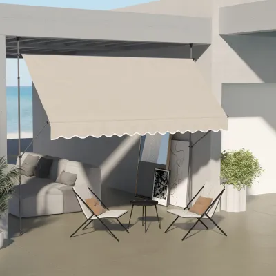 Sonnenstore, Klemmmarkise 3,5m x 1,2m x 2,1-3m Metall Aluminium Polyester Sand