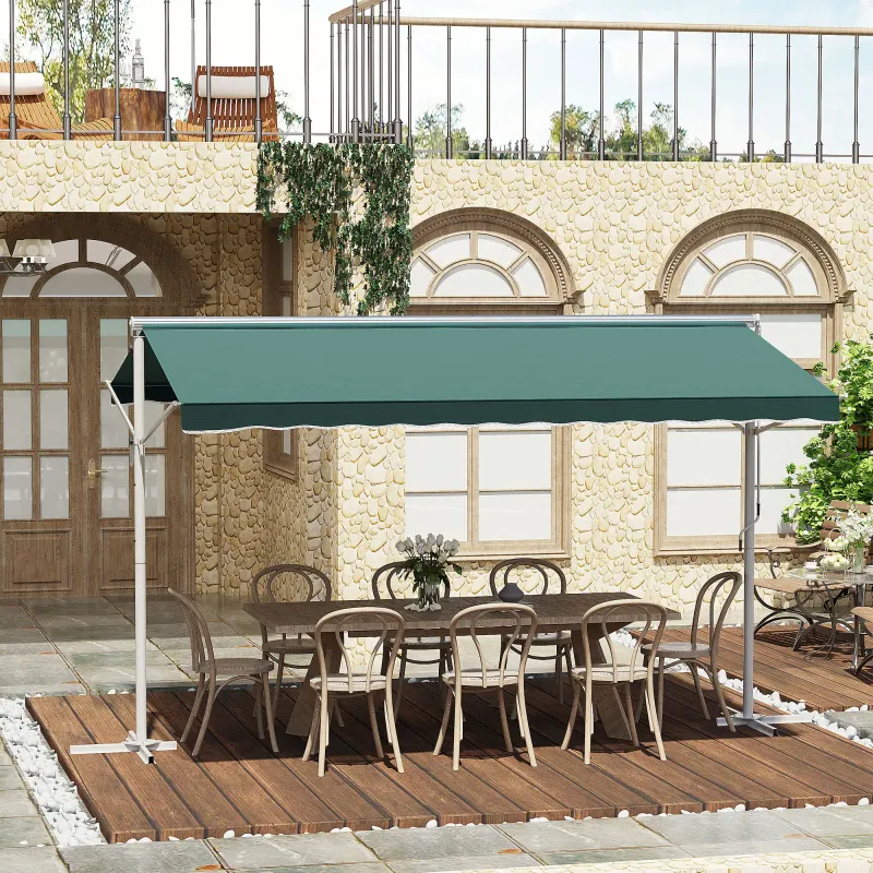 Sonnenstore Standmarkise Doppeldachmarkise 4 x 3 m, wasserdicht, Dunkelgrün