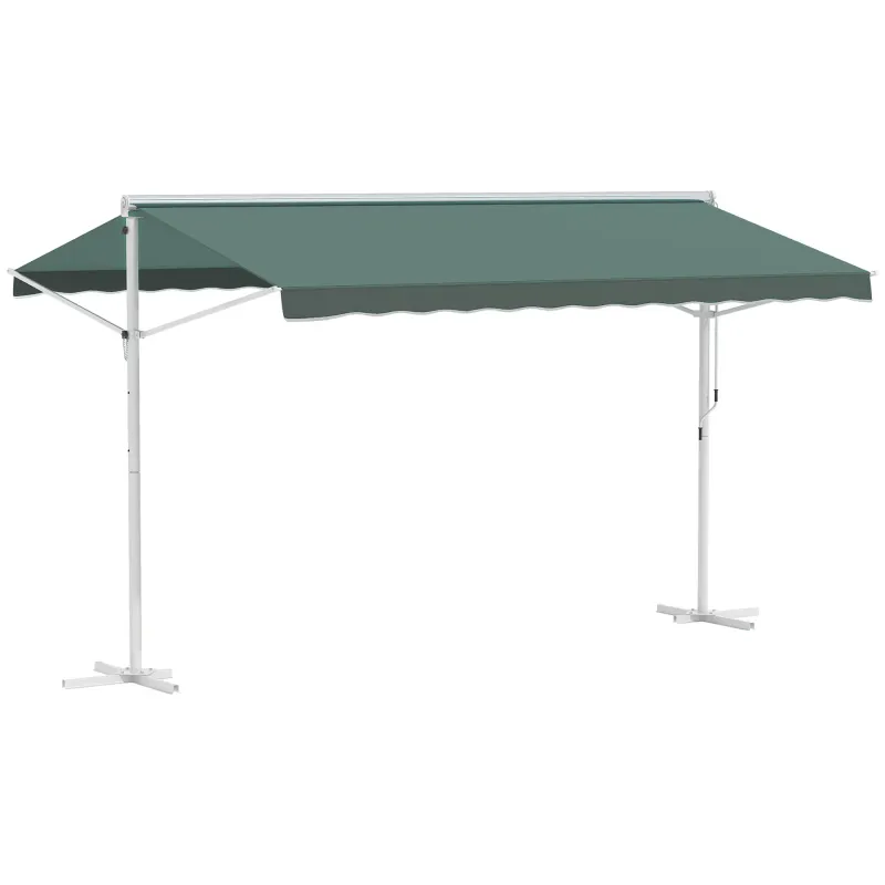 Sonnenstore Standmarkise Doppeldachmarkise 4 x 3 m, wasserdicht,  Dunkelgrün