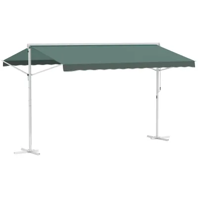 Sonnenstore Standmarkise Doppeldachmarkise 4 x 3 m, wasserdicht,  Dunkelgrün