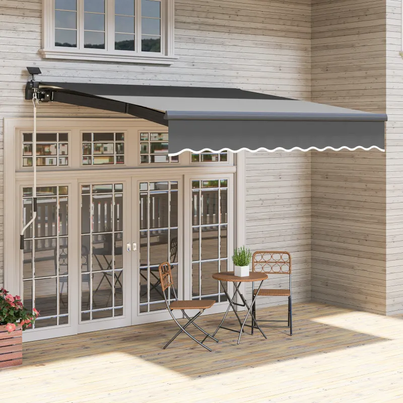 Sonnenstore, Markise mit Solar-Beleuchtung, Gelenkarmmarkise, 3m x 2.5 m Grau