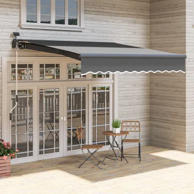 Sonnenstore, Markise mit Solar-Beleuchtung, Gelenkarmmarkise, 3m x 2.5 m Grau