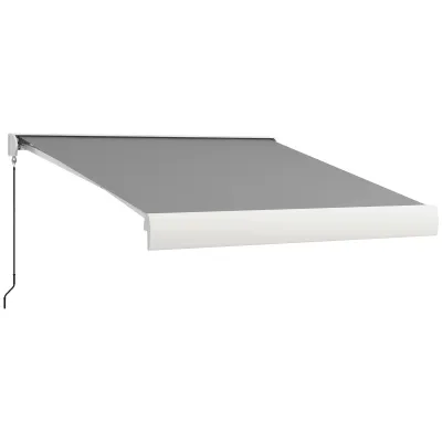 Sonnenstore Markise, elektrisch/manuell ausfahrbar, Vollkassette, Fernbedienung, Aluminiumrahmen, 3 x 2,5 m, Hellgrau