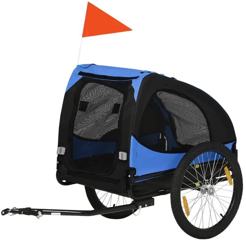 Velo-Hundeanhänger klappbarer Hunde-Fahrradanhänger, wasserbeständig, Oxfordstoff, Stahl, 140 x 71 x 83 cm, Blau