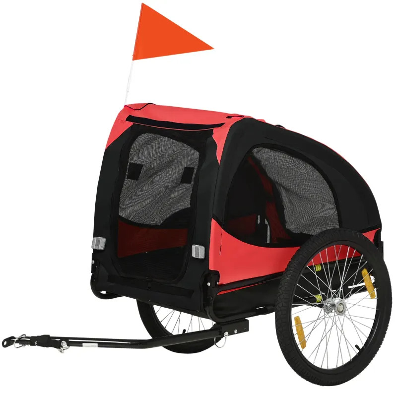 Velo-Hundeanhänger klappbarer Hunde-Fahrradanhänger, wasserbeständig, Oxfordstoff, Stahl, 140 x 71 x 83 cm, rot