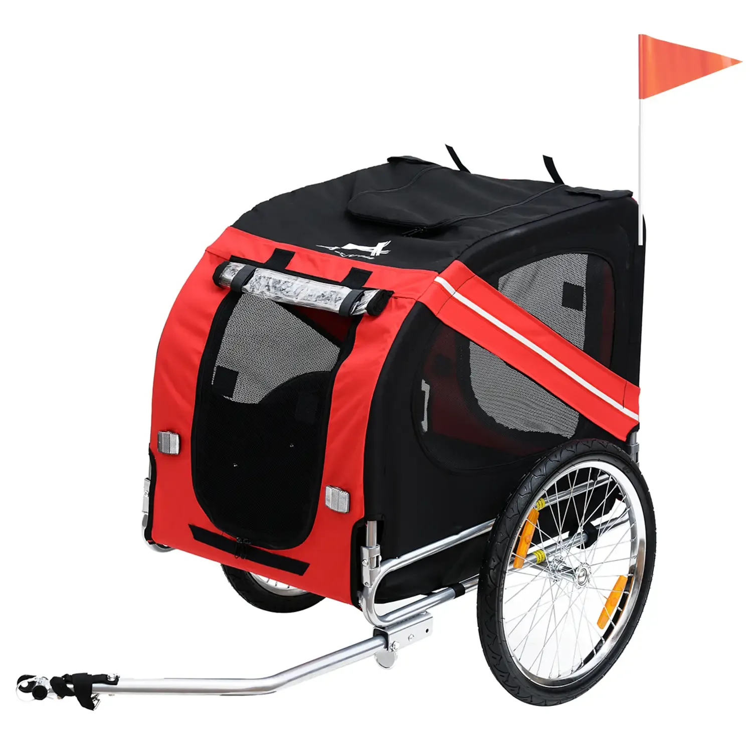 Velo-Anhänger für Hunde, Hundeanhänger, Max. 30 kg 130L x 73B x 90H cm Rot