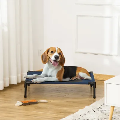 Hundebett Outdoor, erhöhte Liege, blau, Stahlrahmen, 76x61x18 cm, 600D Oxford