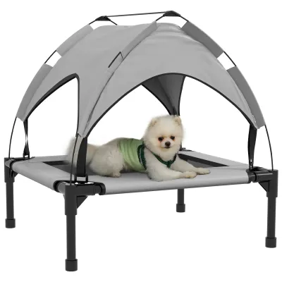 Hundebett Katzenbett mit Dach, atmungsaktiv, wasserabweisend, bis 20 kg, 76 x 61 x 69,5 cm, Hellgrau