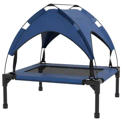 Hundebett Katzenbett mit Dach, atmungsaktiv, wasserabweisend, bis 20 kg, 76 x 61 x 69,5 cm, Dunkelblau